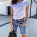 Women's Clothing Summer New Denim Ripped Five Point Pants Fashion Furry Edge Fringed Jeans For Women_mkmklike.com