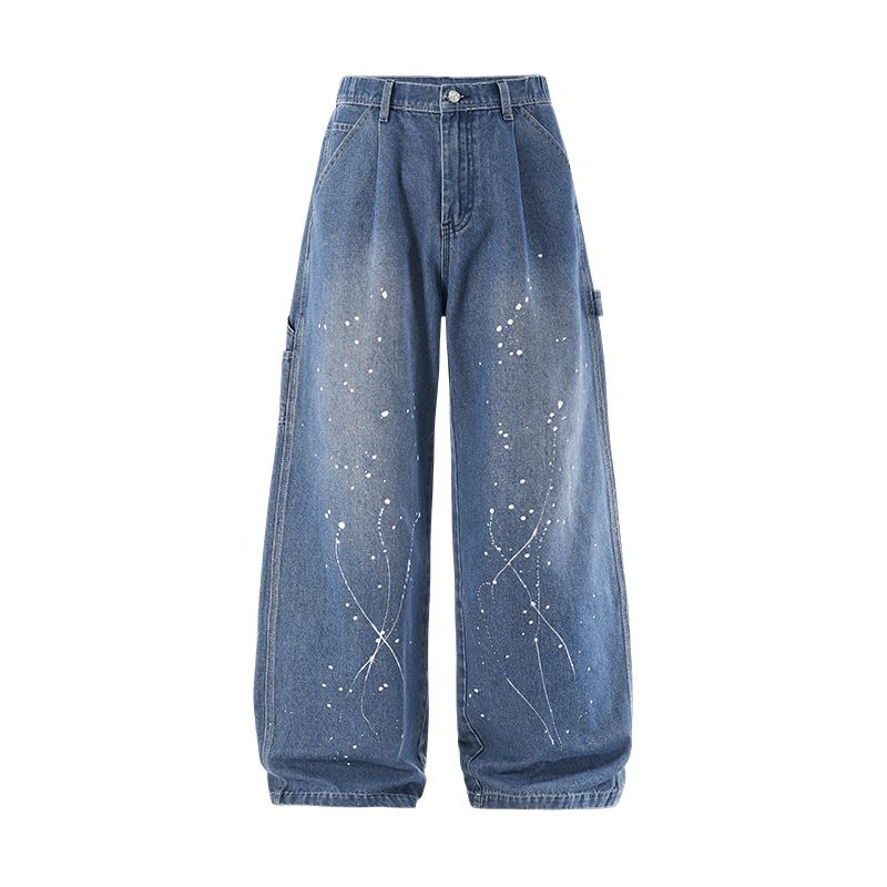 Straight Leg Lumberjack Jeans – Distressed Washed Ink Denim Pants In Blue (S-XL) – American Street Style Casual Jeans For Men_mkmklike.com