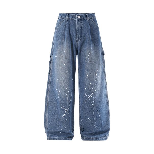 Straight Leg Lumberjack Jeans – Distressed Washed Ink Denim Pants In Blue (S-XL) – American Street Style Casual Jeans For Men_mkmklike.com