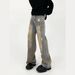 Nordmann European And American High Street Vibes Wasteland Style Yellow Mud-Dyed Jeans For Men Retro Distressed Niche Flared_mkmklike.com