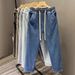 Men's American Style Elastic Waist Jeans Casual Wide Leg Trousers Comfortable High Street Retro Straight Leg_mkmklike.com