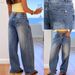 Women's Vintage Washed Flare Jeans - Retro High-Waist Wide Leg Denim Pants With Heart-Shaped Back Pockets (Blue, S-XXL)_mkmklike.com