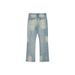 RDT Men's Clothing|Cleanfit Washed Vintage Ice Blue Cream Faded Cat Scratch Flared Jeans For Men_mkmklike.com