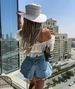 K European And American Style High Waisted Umbrella Shaped Denim Shorts For Women_mkmklike.com