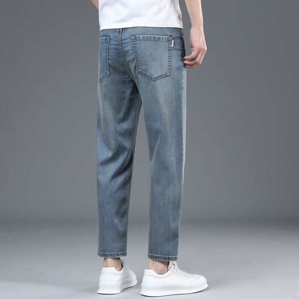 Ice Silk Cropped Jeans For Men In Summer, Thin, Loose, Straight, Short, And Versatile Tencel Men's Pants_mkmklike.com