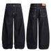 2025 New Turquoise Button Decorative Stud Denim Scimitar Jeans American Style Loose Straight Wide-Leg Pants_mkmklike.com