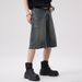 Men's Clothing Retro Trend 7 Point Jeans Summer New Loose Street Fashion Handsome Ripped Shorts_mkmklike.com