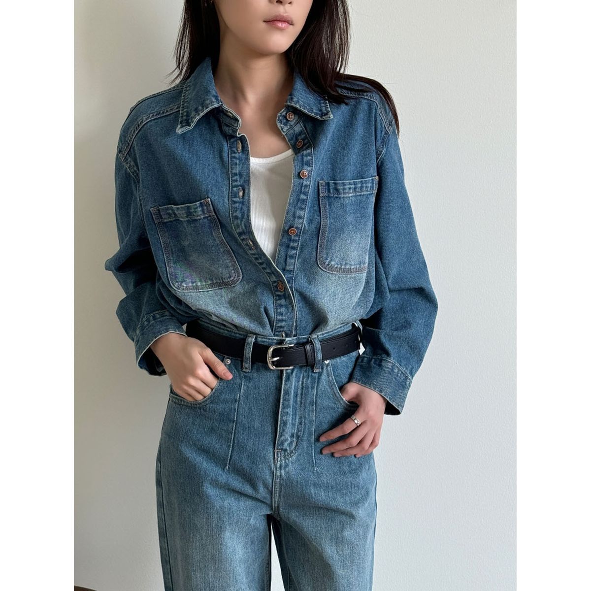 Vintage Washed Denim Jacket – Oversized Boyfriend Style With Distressed Details For Layering & Streetwear Styling_mkmklike.com