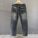 Men's Clothing Men's Patchwork Design Curved Blade Jeans Trendy Brand Washed Loose Straight Leg Wide Leg Jeans Spring Autumn_mkmklike.com