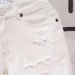 Men's White Ripped Jeans Loose Fit Straight Leg Casual Summer Style mid Length Trendy Five Point Pants_mkmklike.com