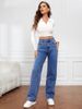 K Stretch Denim Fashion Straight Leg Pants Long High Waist Jeans For Women_mkmklike.com