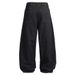 Unisex Black Raw Denim Curved Silhouette Jeans Button down American Style Loose Wide Leg Trendy Long Pants Versatile_mkmklike.com