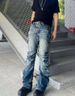 High-Waisted Flared Jeans With Distressed Details & Stacked Hem - Cleanfit Stretch Denim Pants For Women & Teens_mkmklike.com