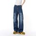 Men's Vintage Workwear Jeans - High Street Baggy Denim Pants With Straight Leg & Multi-Pockets, Washed Blue/Light Blue, S/M/L/XL_mkmklike.com