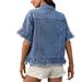 K New Spicy Girl Tassel Hem Short Sleeved Denim Jacket_mkmklike.com