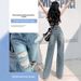 Ripped Wide-leg Jeans Women, Loose Fit, New Thin Style For Summer 2025, High-waisted, Drapey, Petite, Floor-length_mkmklike.com