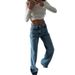Women's Clothing Classic High Waist Loose Slim Hot Girl Jeans Washed Blue Street Style Wide Leg Trousers For Women_mkmklike.com