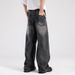 Men's American Vintage Heavy-Duty Distressed Jeans, Structural Patchwork Design With Premium Washed Finish, Straight Leg Casual Denim Pants_mkmklike.com