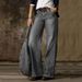 In-stock Vintage Distressed Mid-rise Jeans Women, Foreign Trade Straight Wide-leg Pants, Slightly Flared_mkmklike.com