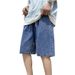 Men's High-Street Washed Denim Shorts – Loose Fit Mid-Thigh Length With Drawstring Waist (S-XXXL, 4 Colors)_mkmklike.com