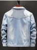 Men's Clothing Men's Fleece-Lined Denim Jacket - Slim Fit Winter Casual Coat With Stand Collar (Light Blue & Dark Blue, Sizes M-5XL)_mkmklike.com