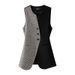 Women's Clothing round neck vest new design slim fit plaid vest outer wear waistcoat _mkmklike.com