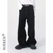 Nirben Denim | Basic Walking Volume, Ten Colors Can Be Selected, Loose Semi-elastic Waist Loose Straight Denim Trousers_mkmklike.com
