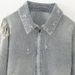 Women's Distressed Cropped Denim Jacket, Vintage Washed Zip Up Oversized Long Sleeve Jean Coat, Casual Streetwear Daily Outerwear With Frayed Details_mkmklike.com