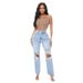Women's Clothing Street Fashion Straight Trousers High Waist Washed Worn Jeans_mkmklike.com