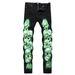 Men's Gothic Style Jeans Skull Print Straight Leg Pants Dark Fashion Denim Trousers For Hip Hop Streetwear_mkmklike.com