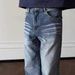 Men's Retro Straight-Leg Jeans - Honeycomb Distressed Denim Pants With Heavy Vintage Wash, Slim Fit Classic Workwear Style For Casual Wear_mkmklike.com