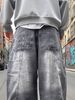 Men's Wide-Leg Distressed Denim Jeans - High Waist Vintage Washed Cotton Pants, Streetwear Baggy Fit With Multi-Pockets For Urban Style (S-XL)_mkmklike.com