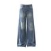 Men's Clothing New Retro Washed Sprayed Monkey Flared Jeans Men And Women Loose Straight Pants_mkmklike.com