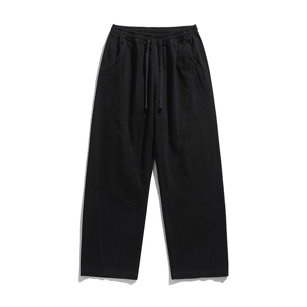 Men's Retro Patchwork Workwear Jeans – Loose Straight Leg Denim Pants, Spring Casual & Sporty Style_mkmklike.com