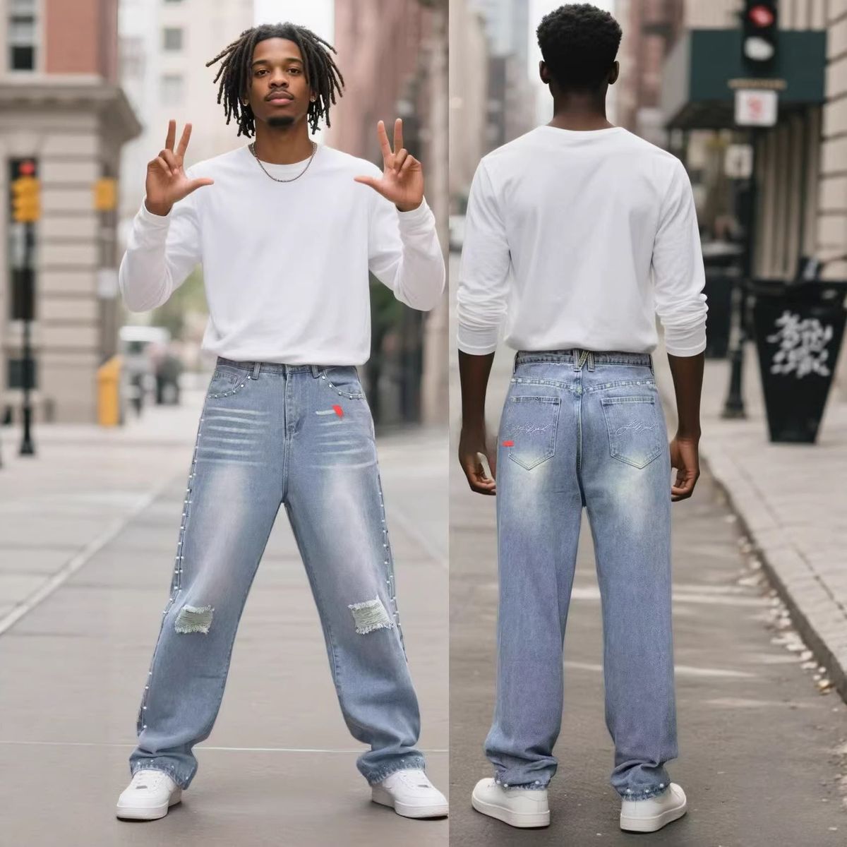 Men's Clothing Jeans Stretch Skinny Fit Black Pants Men's Stretch Skinny Jeans – High-Waisted Workwear Pants With Stonewash Finish (Blue, XL-3XL)_mkmklike.com