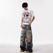 Graffiti Destruction 3D Digital Old Jeans Men's American Street Niche Design Straight Loose Wide-leg Trousers_mkmklike.com