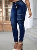 Women's Clothing Button Down Jeans Zipper Pockets Available Denim Clothing_mkmklike.com