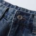 Whiskered Gradient Denim Cropped Shorts American Style Wide Leg Loose Straight Leg Cool Clean Fit Summer Trendy Men's Clothing_mkmklike.com