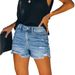 Women's Clothing E Commerce Trendy Four Color Ripped Butt Lifting High Waist Women's Denim Shorts_mkmklike.com