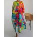Women's cotton and linen craft mid-sleeve ladies dress_mkmklike.com