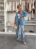 Women's Clothing Fashion Casual Loose Washed Blue Denim Women's Suit Jacket_mkmklike.com