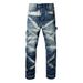 Men's Clothing Retro Whitened Workwear Lumberjack Straight Jeans Men's Jeans Multi Pocket Ripped Jeans_mkmklike.com
