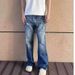 Nordmann American High Street Vibe Style Lightning Pattern Blue Ripped Jeans Men's Straight Leg Slightly Flared Slimming Cleanfit_mkmklike.com