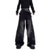 Men's Style High Street Washed Straight Leg Jeans Flared Loose Fitting Floor Length Denim Trousers Retro Patchwork Design_mkmklike.com