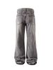 Men's Clothing Men's Gray Washed Jeans - Frayed Hem Straight Leg Denim (Cleanfit Vintage Style)_mkmklike.com