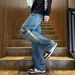 Men's Clothing Vintage Loose Fit Cargo Jeans - Retro High Street Style With Multiple Pockets, Straight Leg & Comfortable Polyester Fabric_mkmklike.com