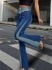Women's Clothing Fashionable Color Blocked High Waist Flared Jeans With Color Blocking, Slim Fit, Stretchy Denim, Comfortable & Stylish Trousers_mkmklike.com