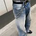 Vintage Washed Baggy Jeans – A-Line Bootcut Denim Pants With Clean Fit (S/M/L/Xl) Authentic Washed Finish_mkmklike.com