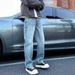 Vintage Light Blue Denim Jeans for Men Classic Straight Leg Casual Trousers Comfortable Fit_mkmklike.com