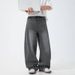 Men's Distressed Washed Wide Leg Jeans Loose Fitting Casual Trendy Retro Basic Versatile Spring Summer Trousers_mkmklike.com